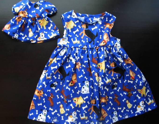 SOME OF MARJORIE'S HANDIWORK: MATCHING DRESSES FOR GRANDDAUGHTER AND HER DOLL